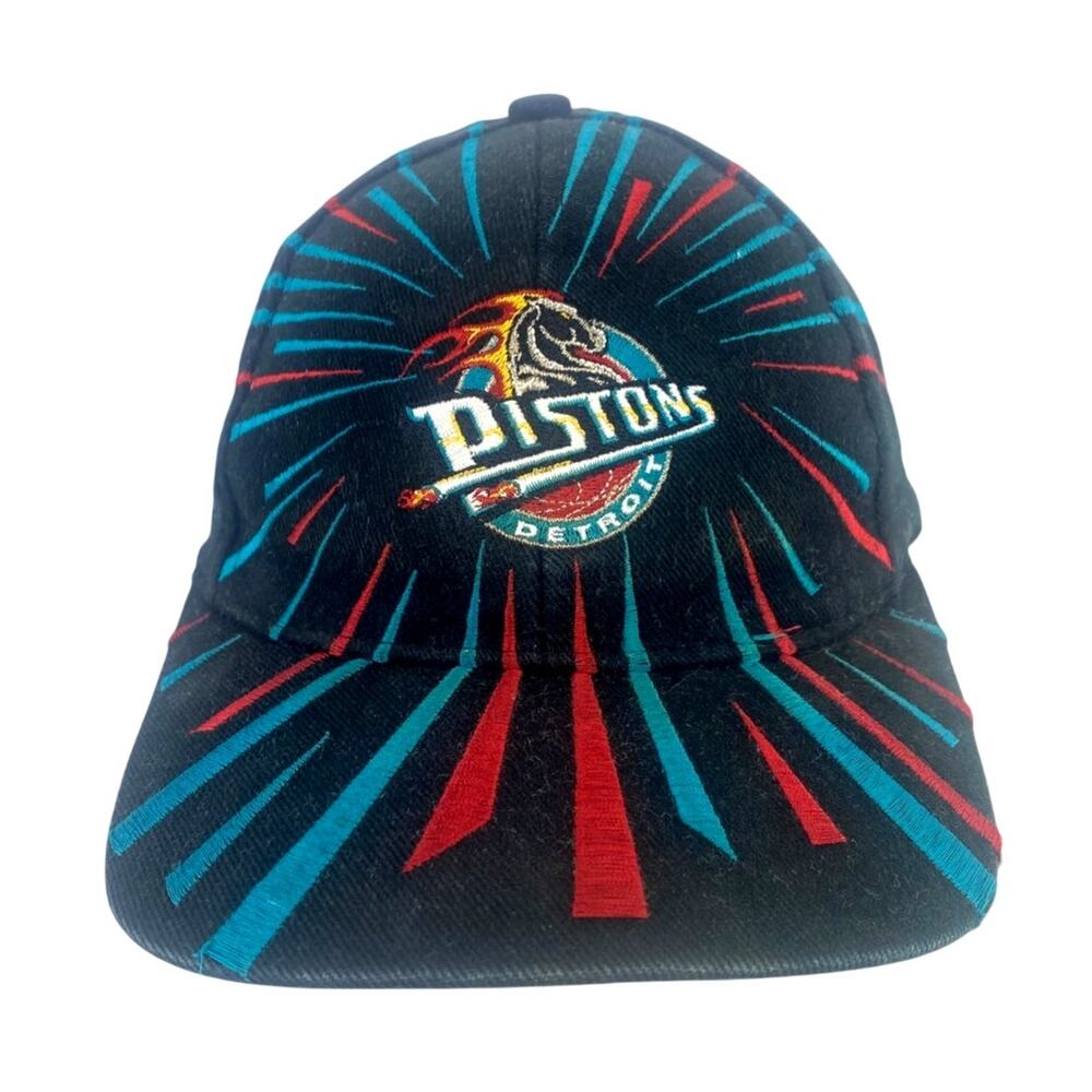 Detroit Pistons Black and Red Cap